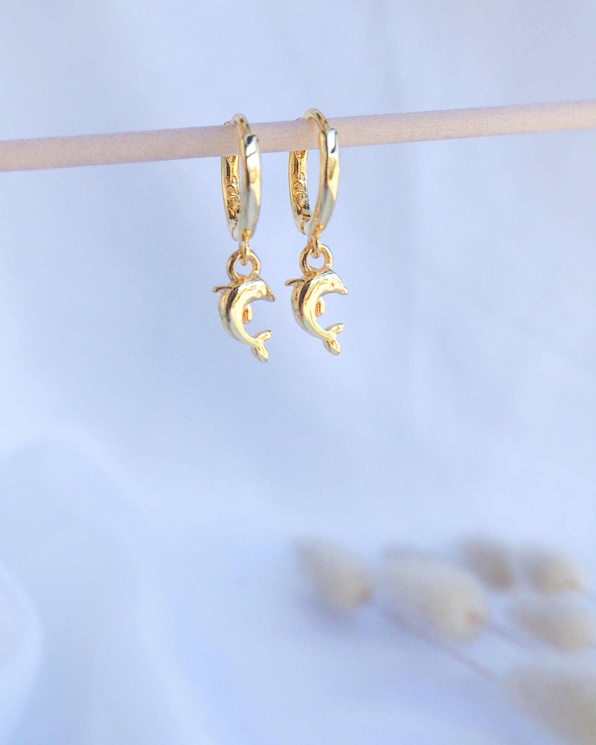 Gold Dolphin Earrings 