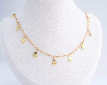 Golden Tiny Shell Charm Necklace ~ Deluxe