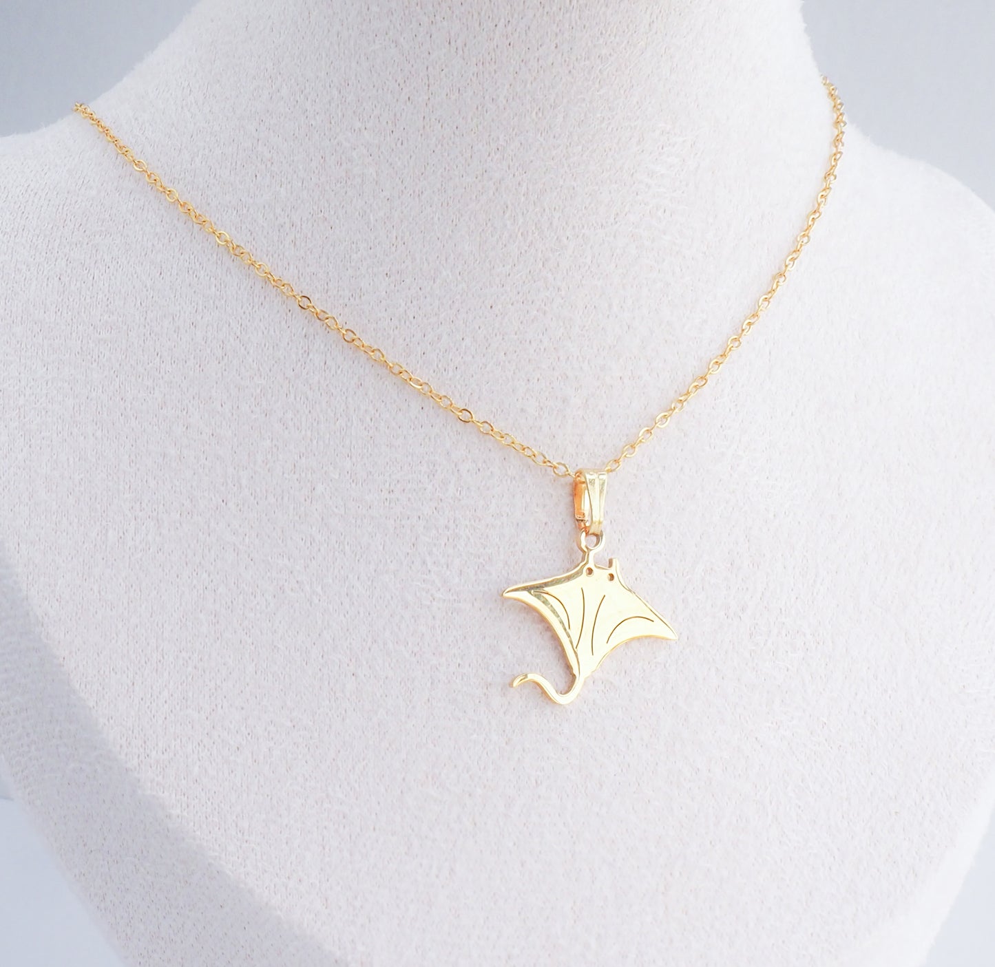 Gold Manta Ray Necklace front