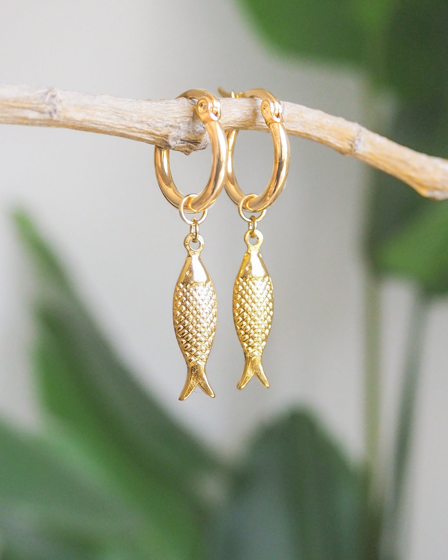 SARDINE FISH EARRINGS ~ Gold