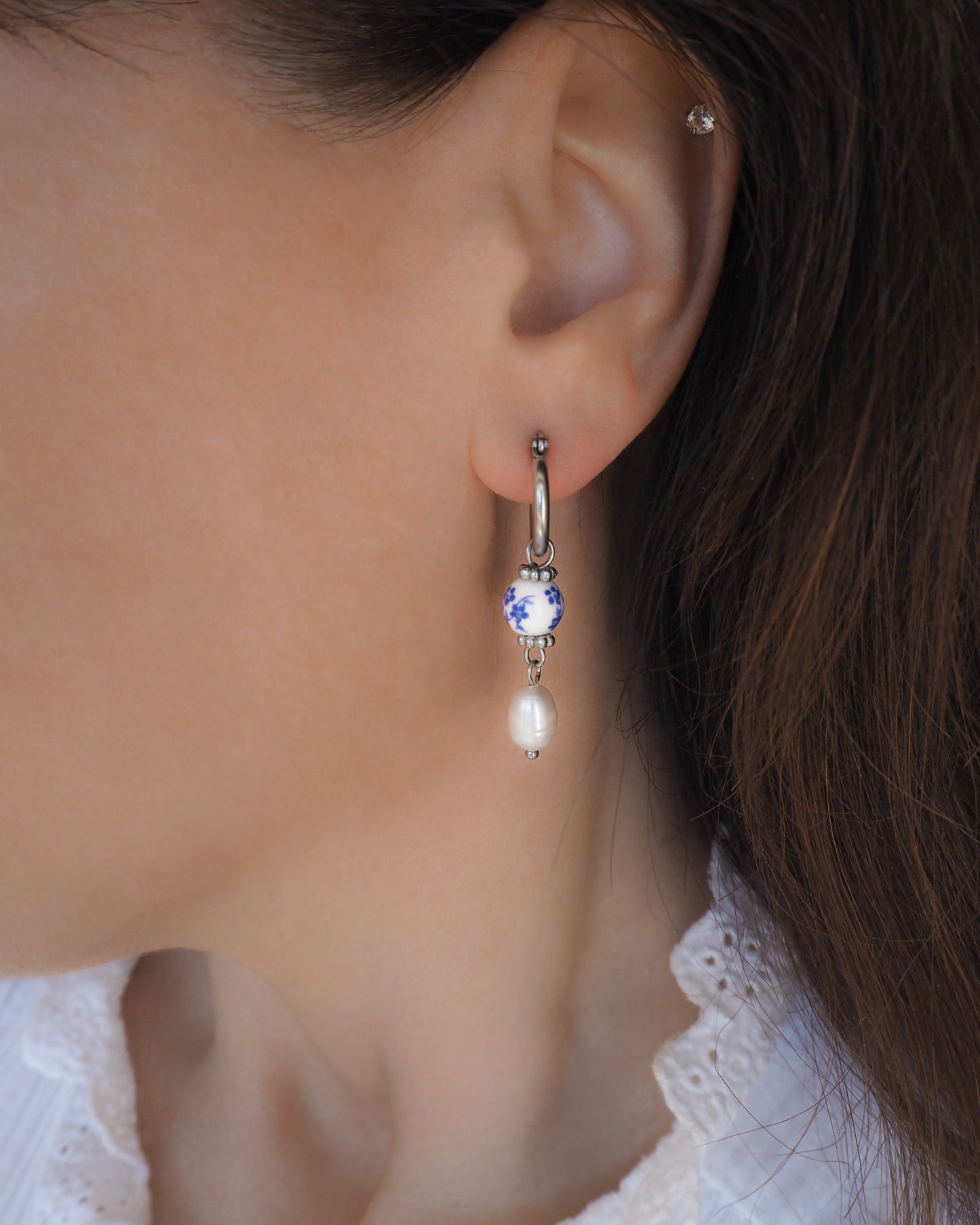 PORTUGUESE EARRINGS - Azulejo Pearl