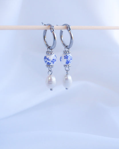 PORTUGUESE EARRINGS - Azulejo Pearl