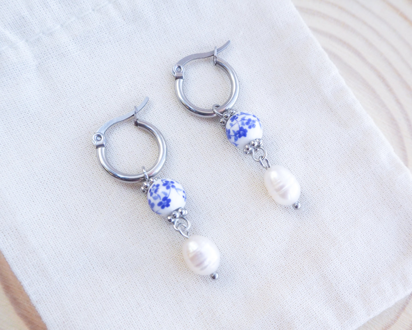 PORTUGUESE EARRINGS - Azulejo Pearl