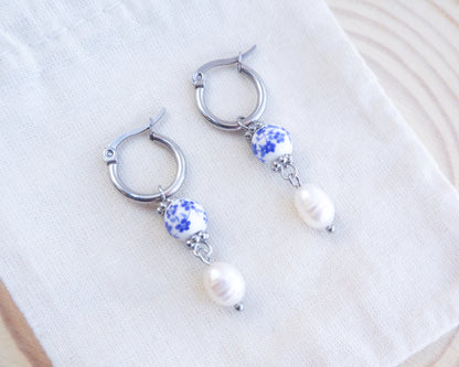 PORTUGUESE EARRINGS - Azulejo Pearl